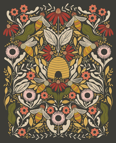 {New Arrival} Moda Gingiber Bee Garden Panel Black Metallic