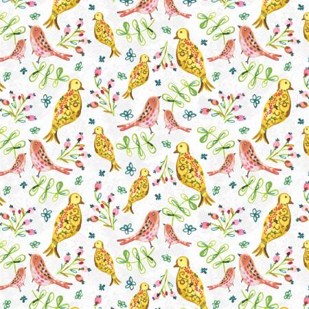 {New Arrival} Camelot Fabrics Nature's Melody White Bird Songs