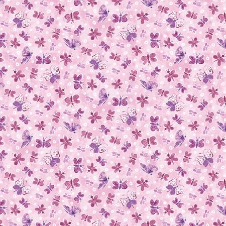 {New Arrival} Camelot Fabrics Nature's Melody Pink Ditsy Butterflies