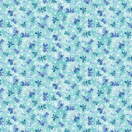 {Pre-Order April} Camelot Fabrics Nature's Melody Blue Ditsy Butterflies