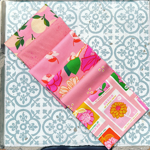 {New Arrival} Moda Ruby Star Society Sampler Curated Fat Quarter Bundle x 6 Seed Packets Sorbet