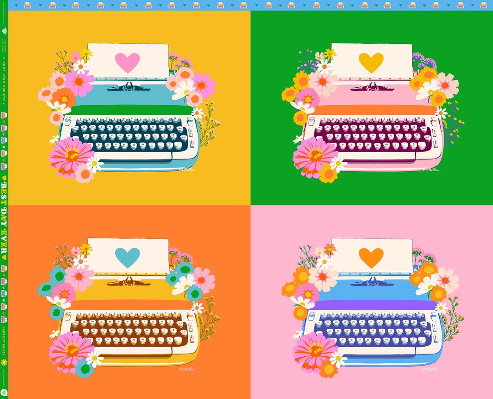 {New Arrival} Moda Ruby Star Society Best Day Ever Typewriters Panel 91cm