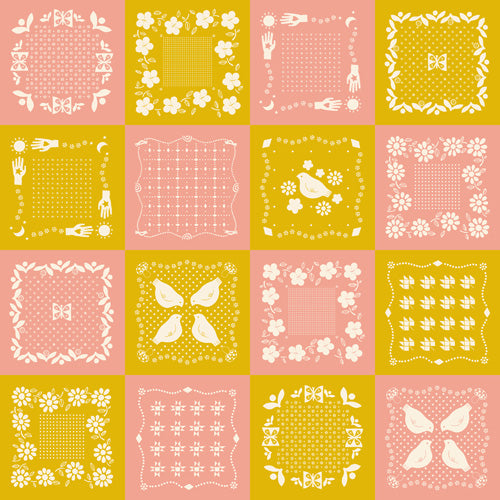 {New Arrival} Moda Ruby Star Society Sugar Maple Birdseed Panel Goldenrod 60cm Increments