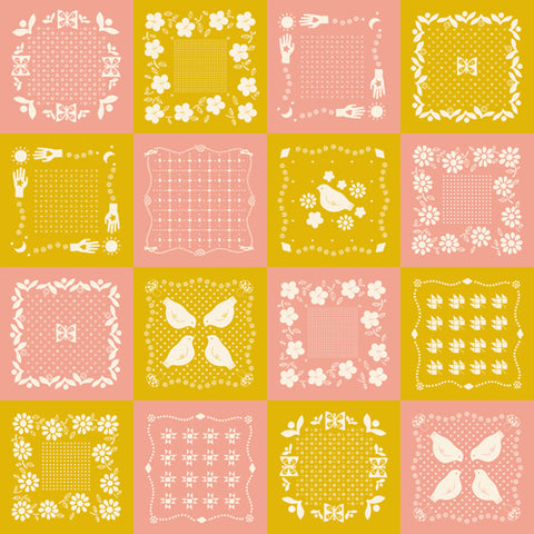 {New Arrival} Moda Ruby Star Society Sugar Maple Birdseed Panel Goldenrod 60cm Increments