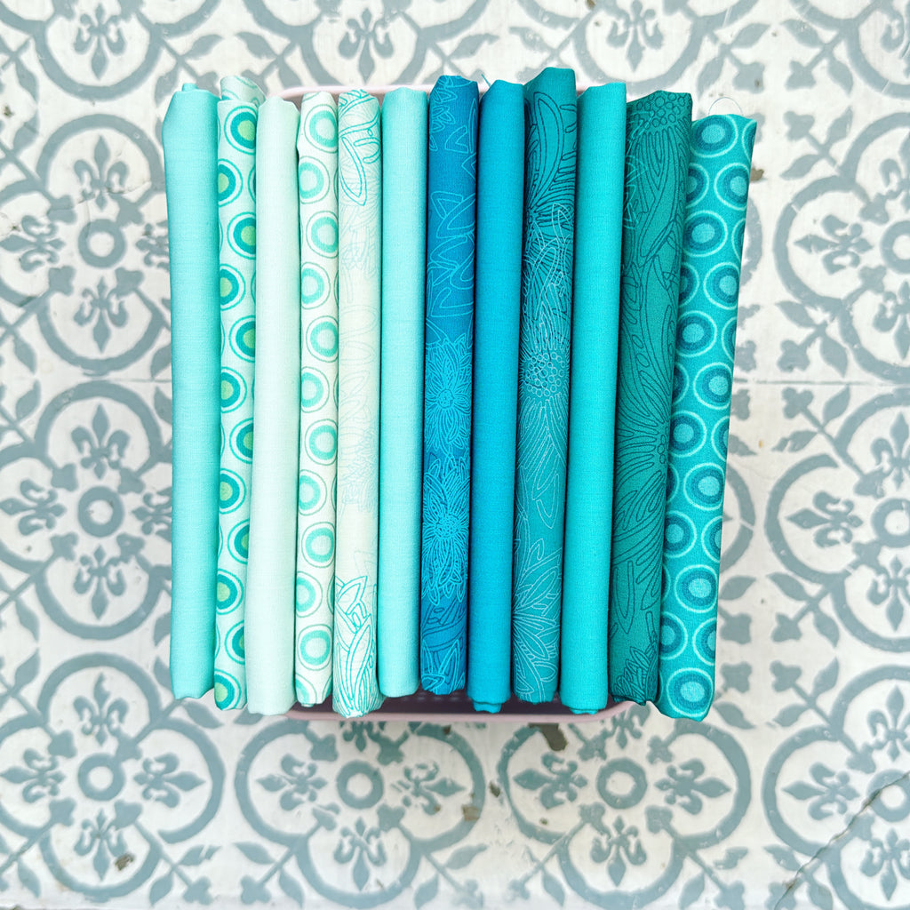 {New Arrival} Art Gallery Fabrics Colour Series Blenders Edition Fat Quarter Bundles x 12 Pieces Capri
