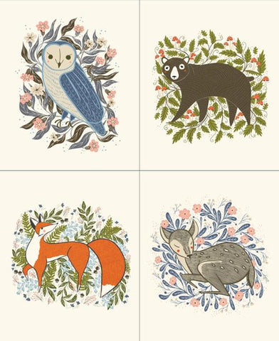 {New Arrival} Moda Gingiber Woodland Wonder Floral Animal Panel