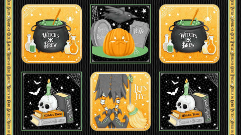 Henry Glass Nights of Olde Salem Multi Six Blocks Glow in the Dark 60cm