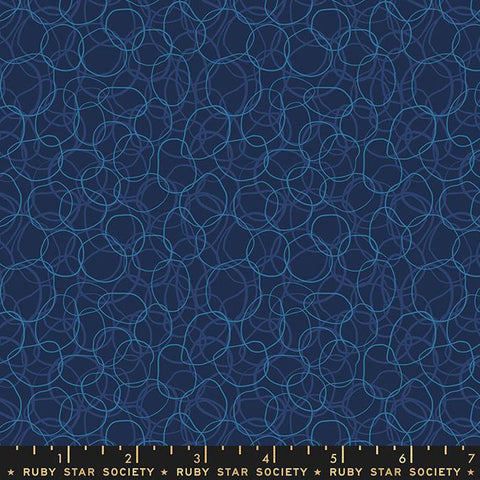 {New Arrival} Moda Ruby Star Society Verbena Rubber Bands Navy FAT QUARTER