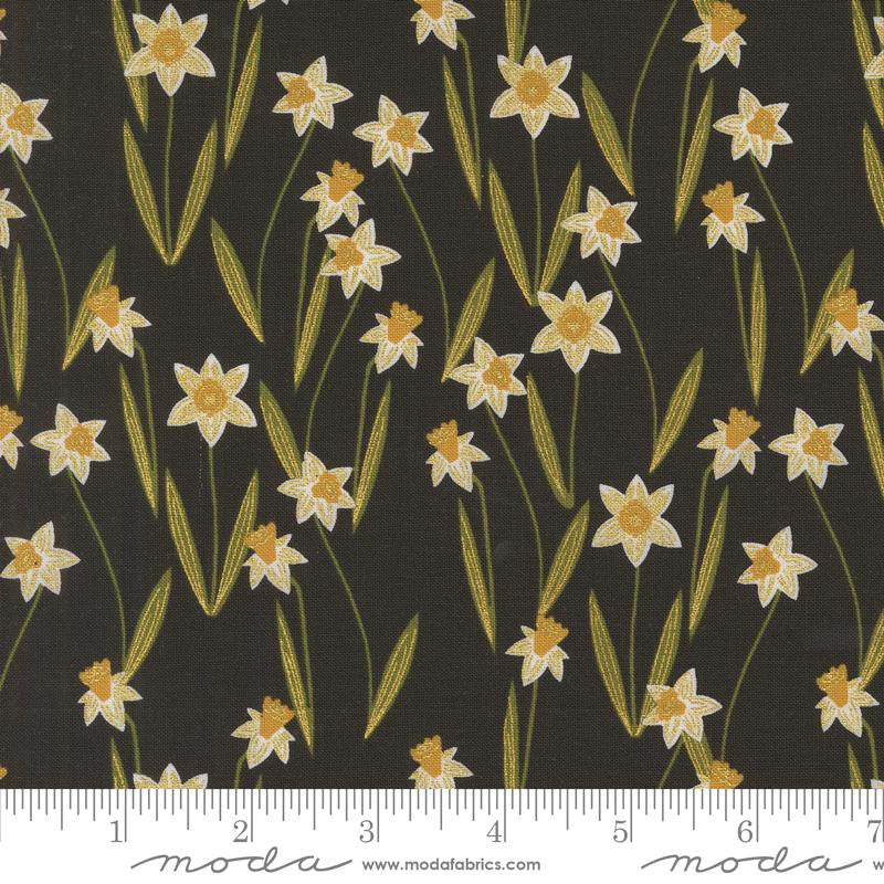 {New Arrival} Moda Gingiber Bee Garden Darling Daffodils Black Metallic