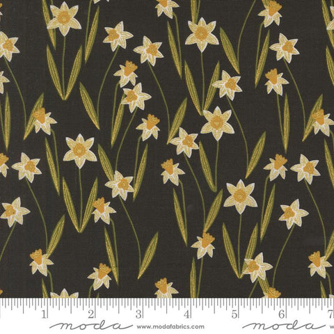 {New Arrival} Moda Gingiber Bee Garden Darling Daffodils Black Metallic