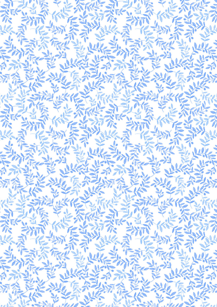 {New Arrival} Lewis & Irene Fabric Chalki Soft Blue Olive Branch