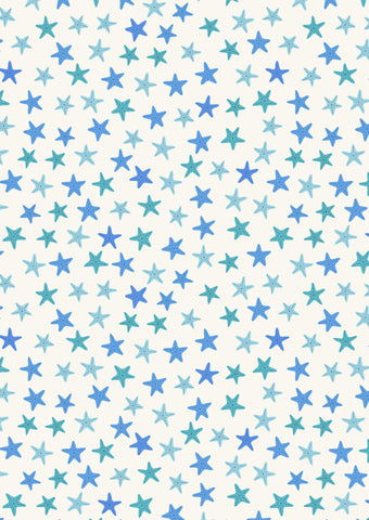 {New Arrival} Lewis & Irene Fabrics Puffin Rock Blue Starfish on Cream