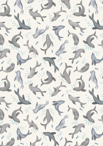 {New Arrival} Lewis & Irene Fabrics Puffin Rock Sea Bubbles on Cream