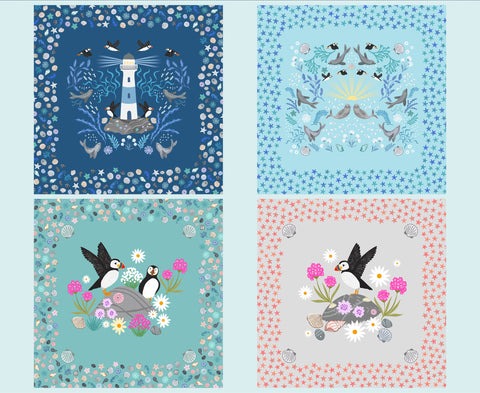{New Arrival} Lewis & Irene Fabrics Puffin Rock Puffin Bay Panel