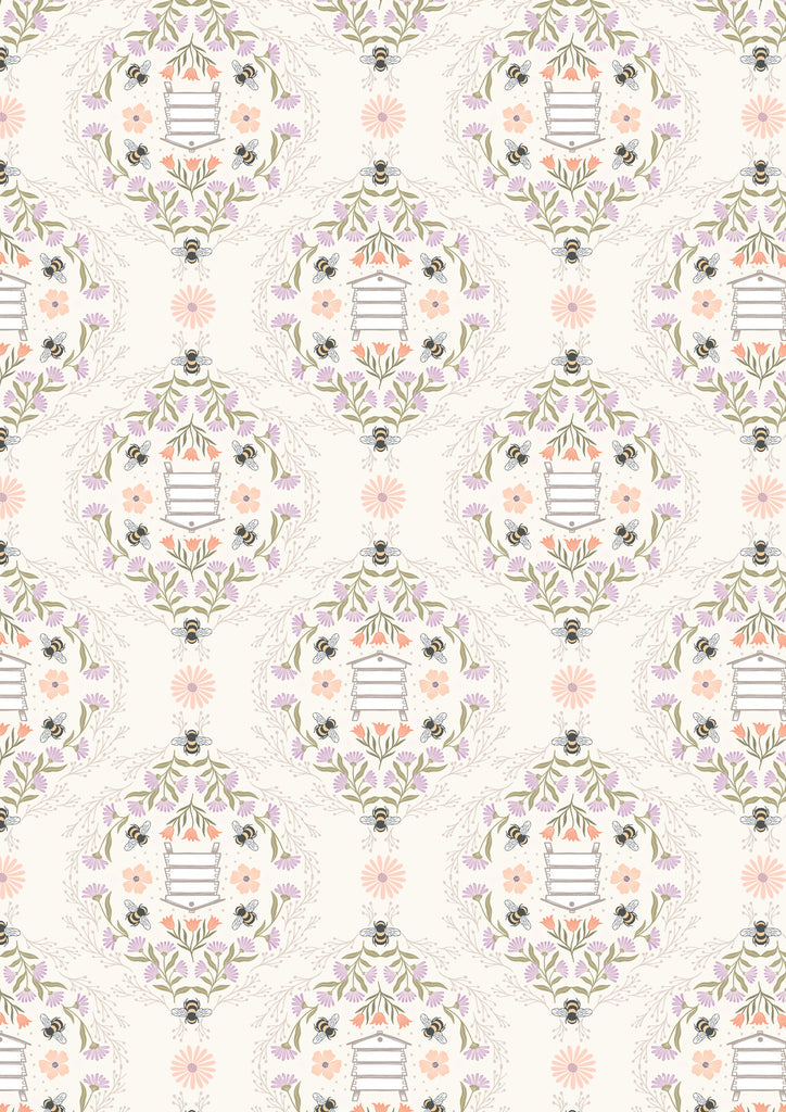 {New Arrival} Lewis & Irene Fabrics Honey Sweet Bee Hives- Cream