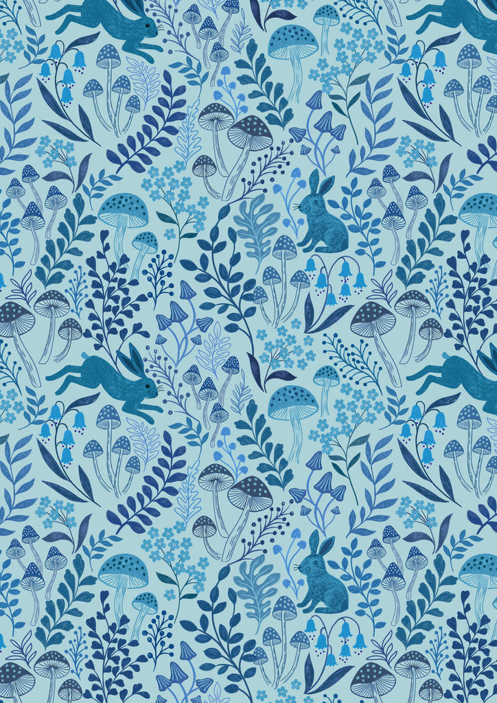 {New Arrival} Lewis & Irene Fabrics Forget-Me-Not Lane Rabbit Meadow Eggshell