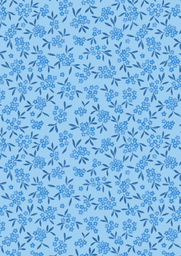 {New Arrival} Lewis & Irene Fabrics Forget-Me-Not Lane Forget Me Not Light Blue