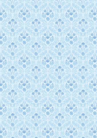 {New Arrival} Lewis & Irene Fabrics Forget-Me-Not Lane Woodland Mushrooms Pale Blue