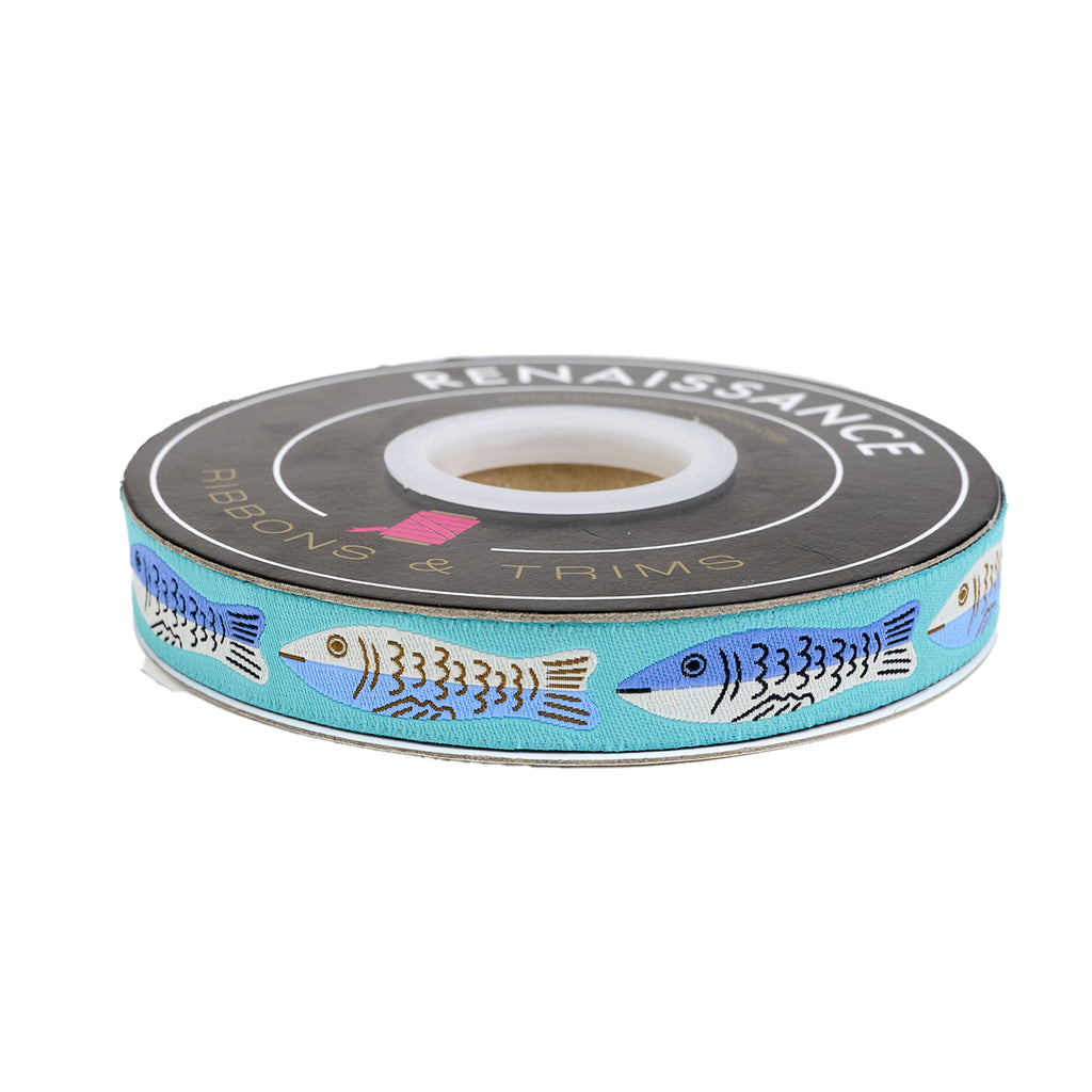 {New Arrival} Ruby Star Society Renaissance Ribbon Alexia Marcelle Abegg Ooh Lucky Lucky- Sardines in Twilight 5/8"