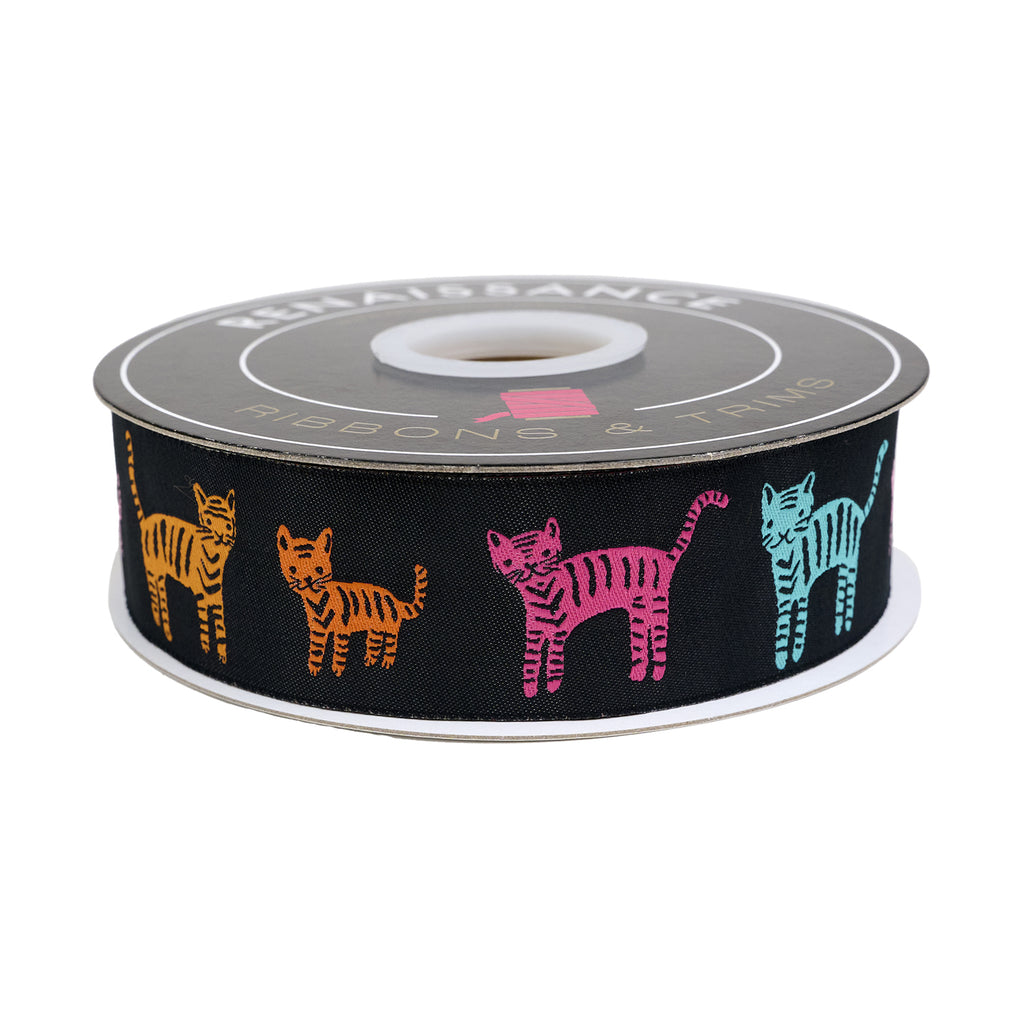 {New Arrival} Ruby Star Society Renaissance Ribbon Alexia Marcelle Abegg Catnap- Tiger Stripes in Black - 1.5"