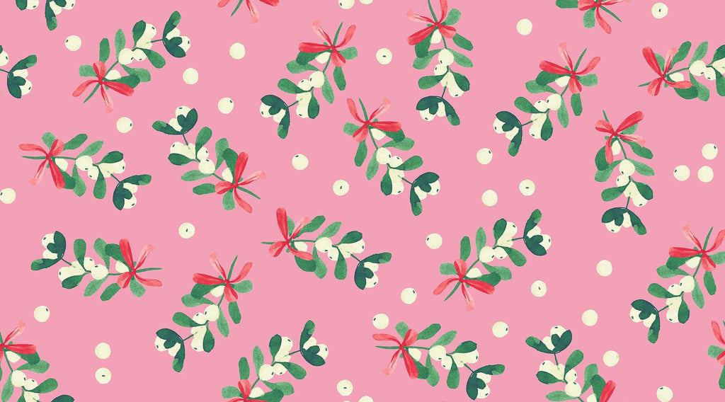 {New Arrival} Lewis & Irene Fabrics Bluebellgray Fa La La Mistletoe Rose