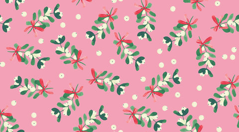 {New Arrival} Lewis & Irene Fabrics Bluebellgray Fa La La Mistletoe Rose