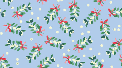 {New Arrival} Lewis & Irene Fabrics Bluebellgray Fa La La Mistletoe Icicle