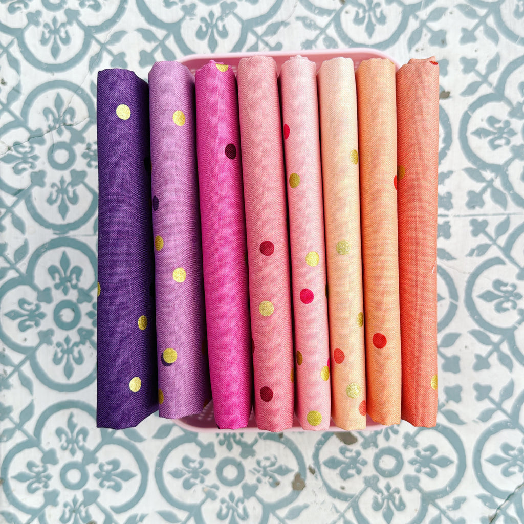 {New Arrival} Moda Ombre Confetti Metallics Fat Quarter Bundle x 8 Sunset