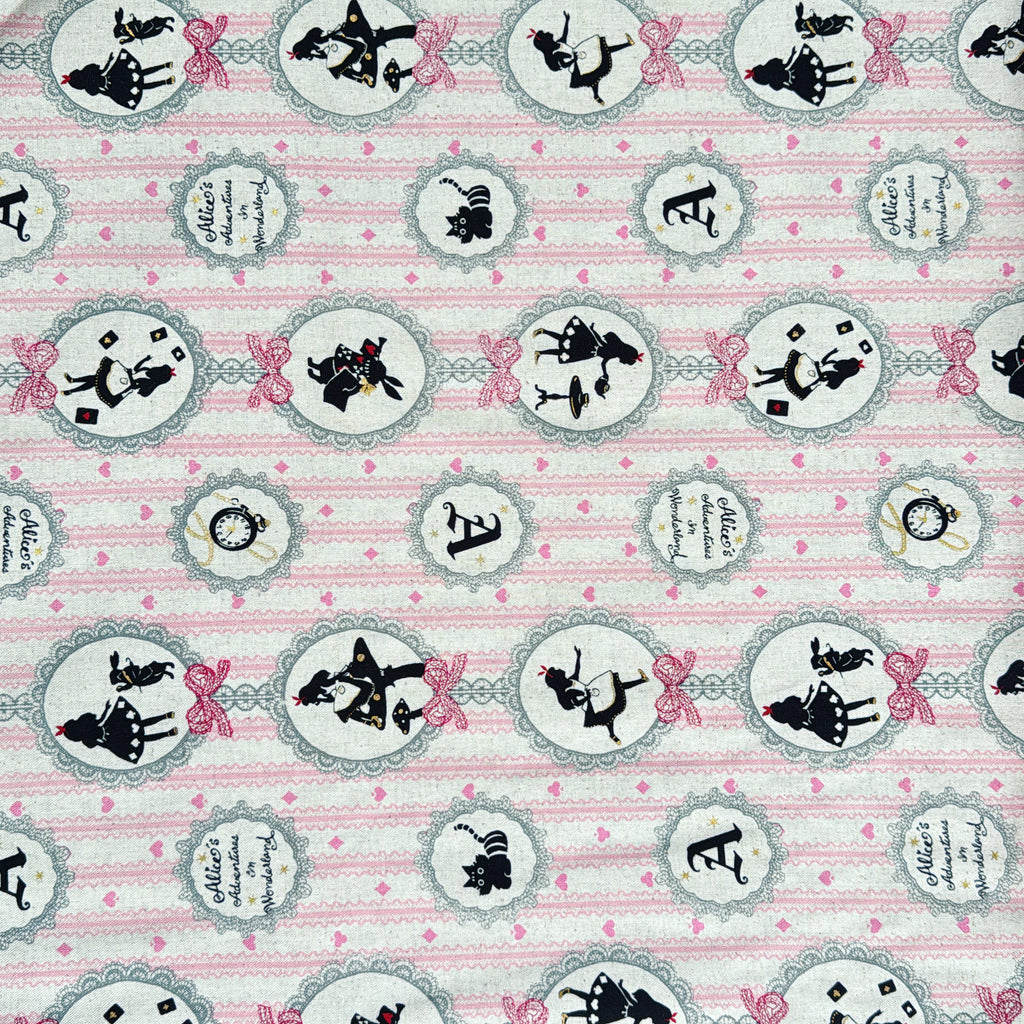 Lecien Girl Story 18 Cameo Pink Stripe Cotton Linen Metallic Accents