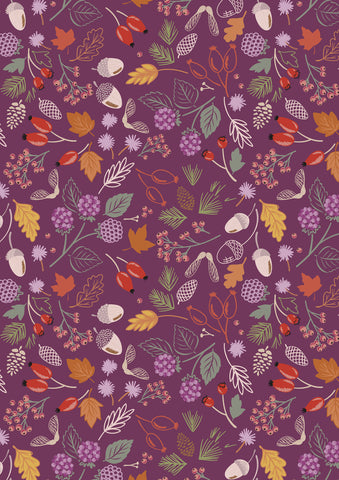 {New Arrival} Lewis & Irene Squirrelled Away Woodland Harvest on Soft Mulberry Purple