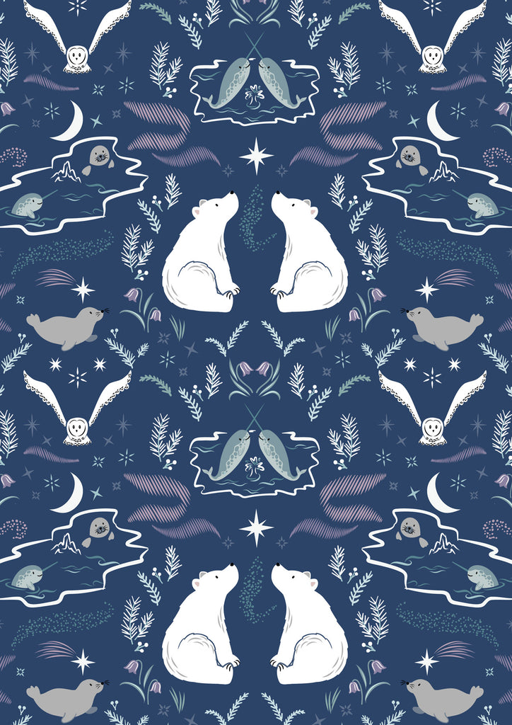 {New Arrival} Lewis & Irene Arctic Adventure True North on Midnight Blue Metallic Accents