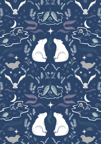 {New Arrival} Lewis & Irene Arctic Adventure True North on Midnight Blue Metallic Accents