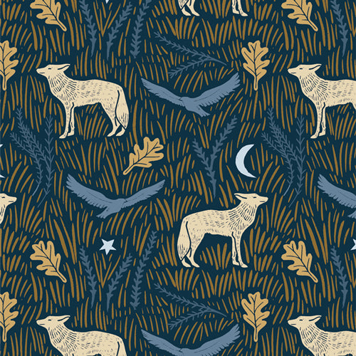 {New Arrival} Art Gallery Fabrics Coyote Hill Wild Woodblock Night
