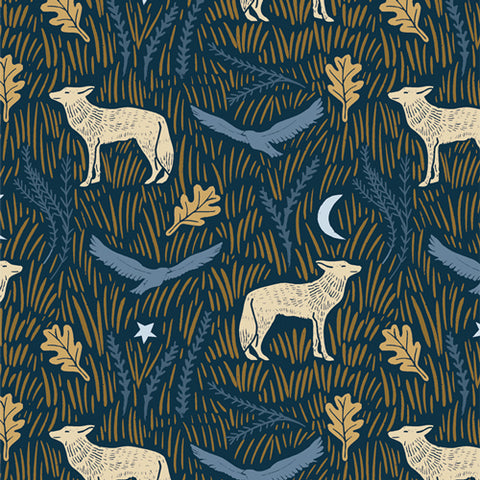{New Arrival} Art Gallery Fabrics Coyote Hill Wild Woodblock Night