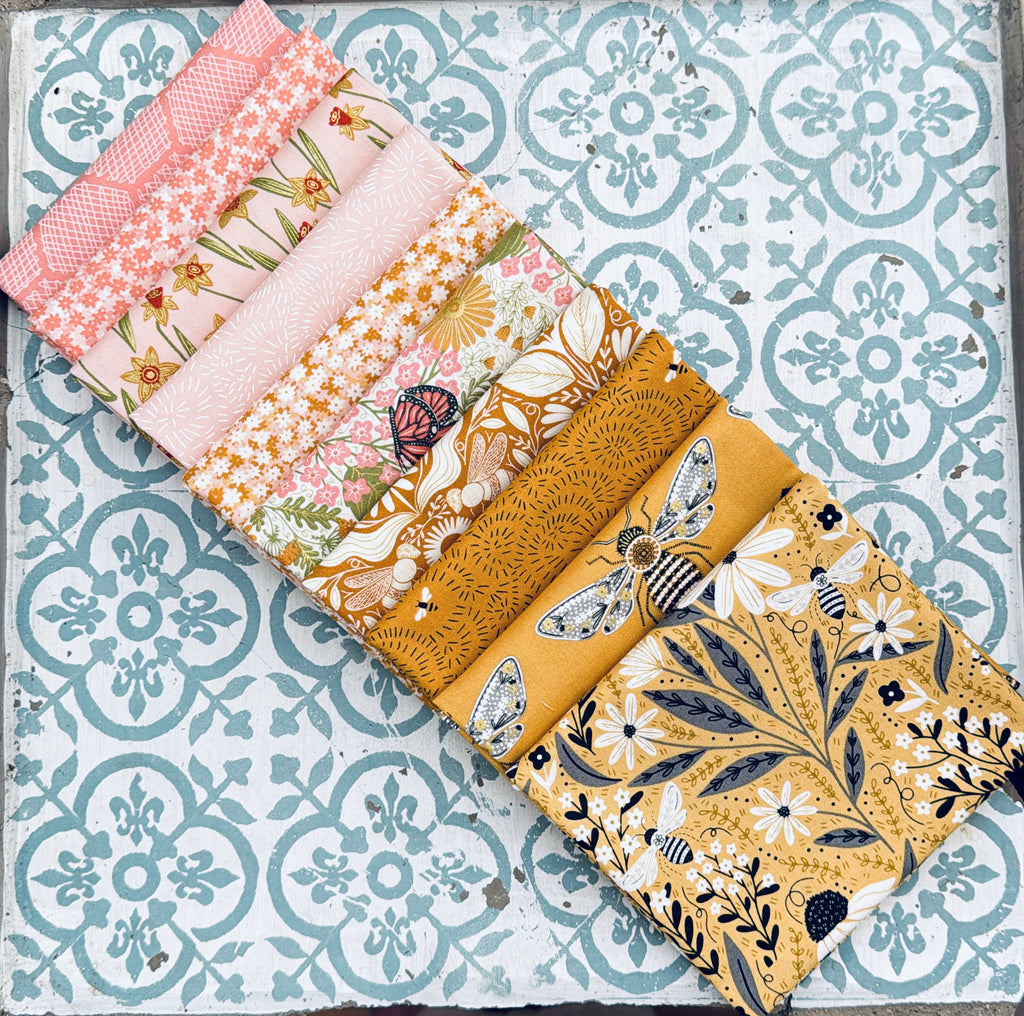 {New Arrival} Moda Gingiber Bee Garden Fat Quarter Bundle x 10 Pieces Mustard Rose