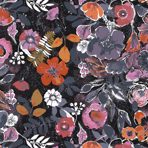 {New Arrival} Art Gallery Fabrics Eerie Night Bloom Black