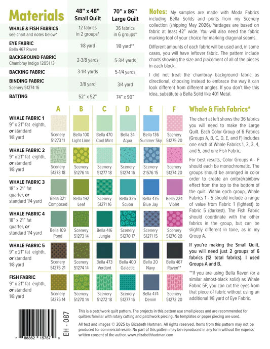 {Pre-Order May/June} Moda Elizabeth Hartman Pattern Whale Watching 70 x 86"