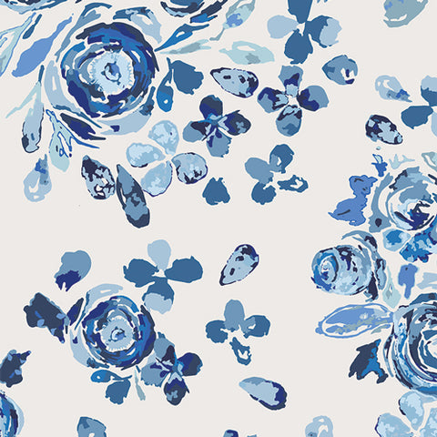 {New Arrival} Art Gallery Fabrics True Blue FLANNEL Swifting Flora Indigo