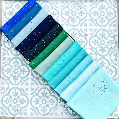{New Arrival} Moda Ruby Star Society Speckled Fat Quarter Bundle x 12 Pieces Teal Green