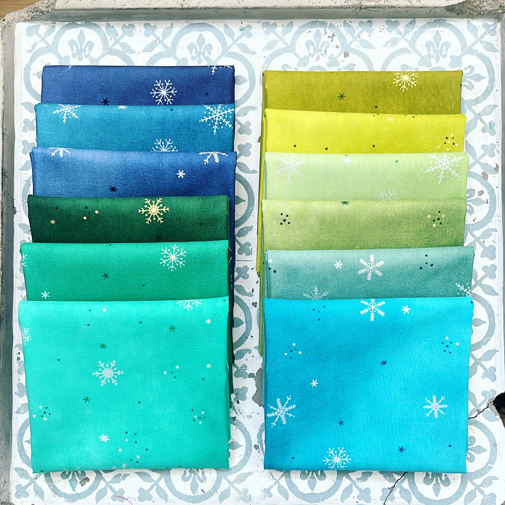 {New Arrival} Moda V & Co Ombre Flurries Metallic Fat Quarter Bundle x 12 FQ Lagoon