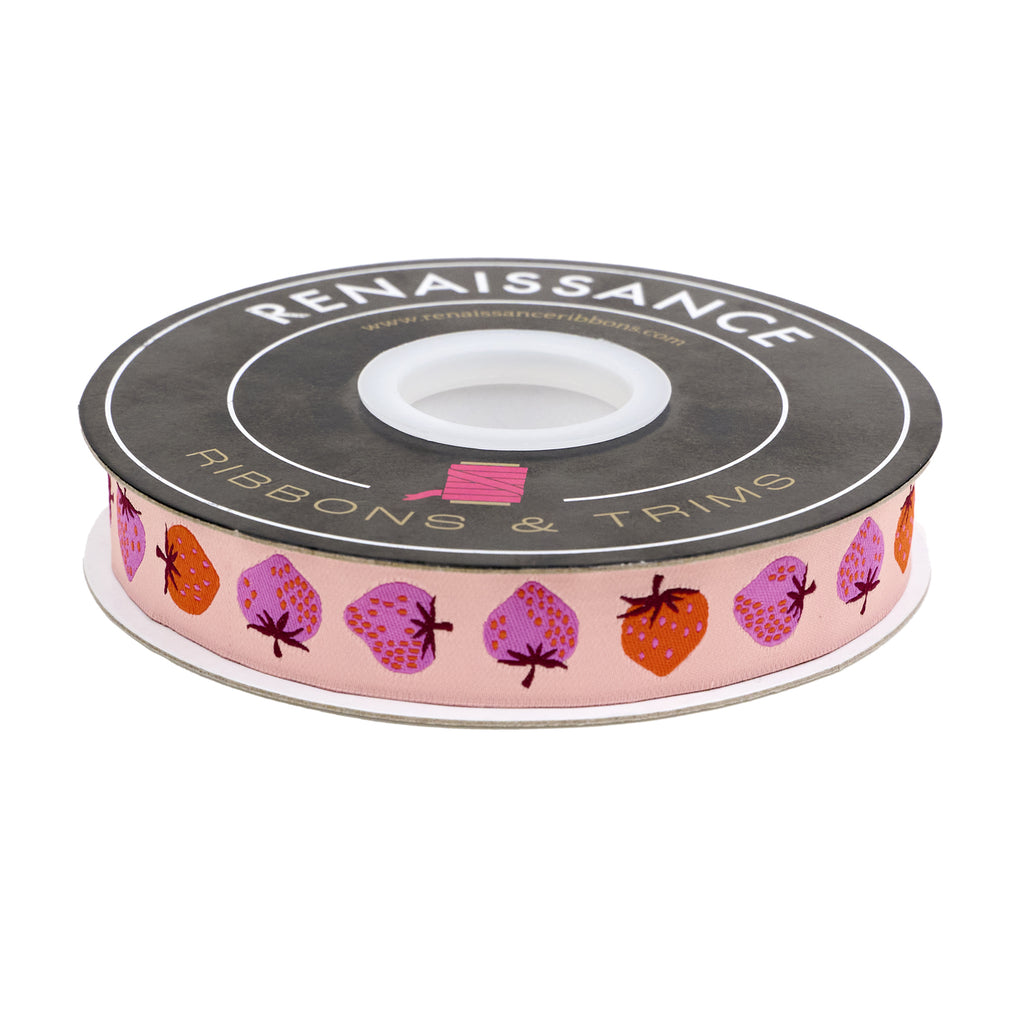 {New Arrival} Ruby Star Society Renaissance Ribbon Kimberly Kight Strawberry in Peach Cream - 7/8"
