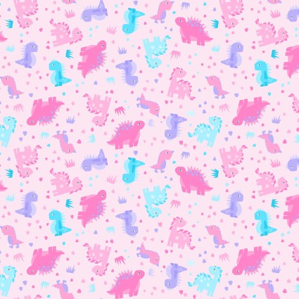 {New Arrival} Maywood Studio Playtime FLANNEL Dinosaurs - Pink