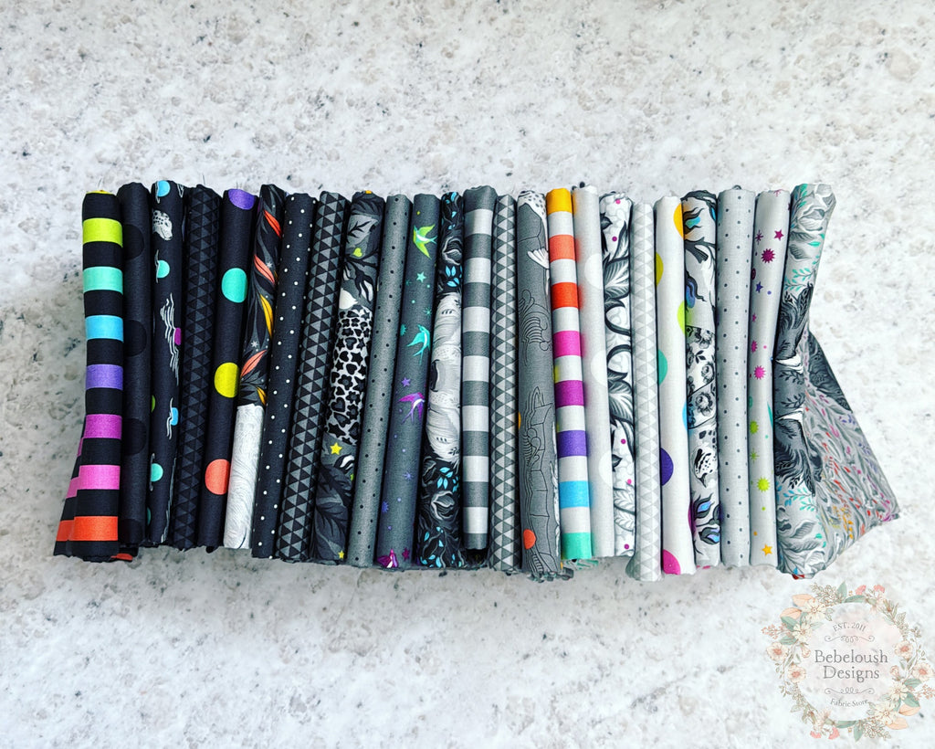 {New Arrival} FreeSpirit Tula Pink Graywork & Graywork True Colours Fat Quarter 24pcs Full bundle