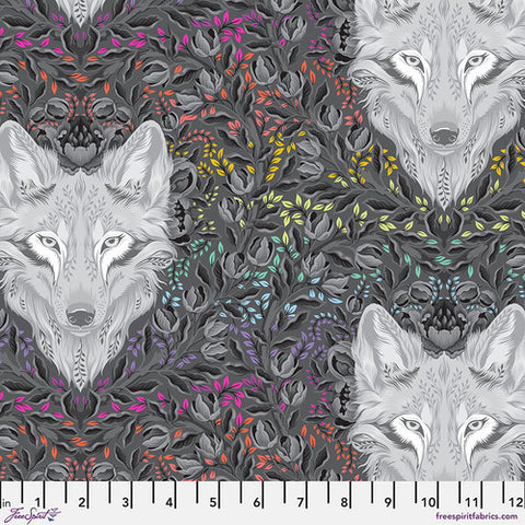 {Pre-Order October} FreeSpirit Tula Pink Graywork Wolf of Pink Street - Carbon