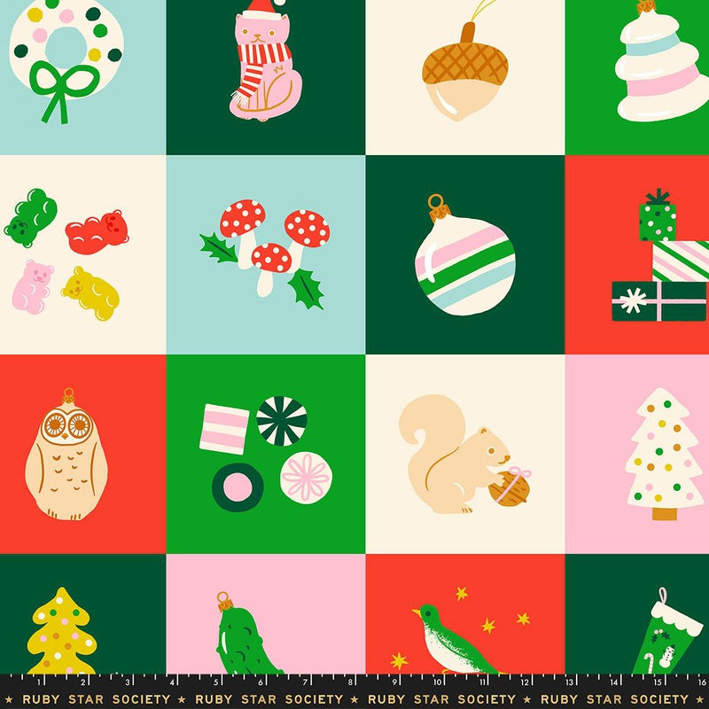 {Pre-Order June} Moda Ruby Star Society Merry Happy Fat Quarter Bundle x 26 Pieces + 2 x 91cm Panels
