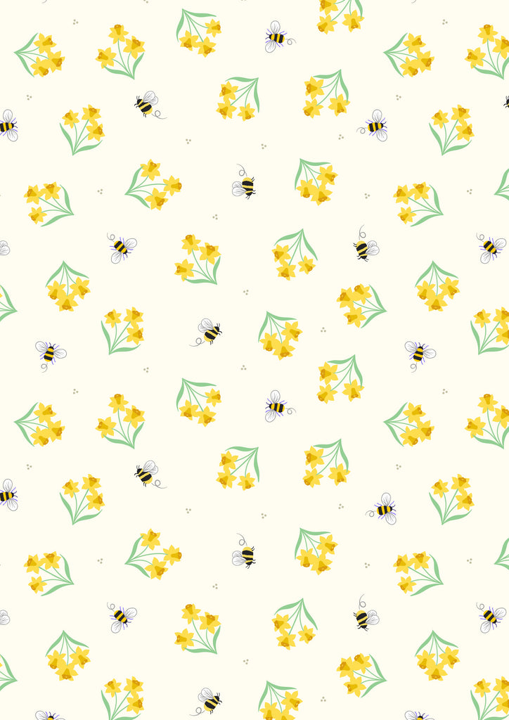 {New Arrival} Lewis & Irene Fabrics Small Things Country Garden Bees and Daffodils
