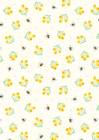 {New Arrival} Lewis & Irene Fabrics Small Things Country Garden Bees and Daffodils