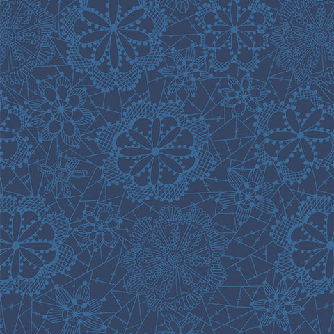 {New Arrival} Art Gallery Fabrics True Blue Lace in Bloom Celestial