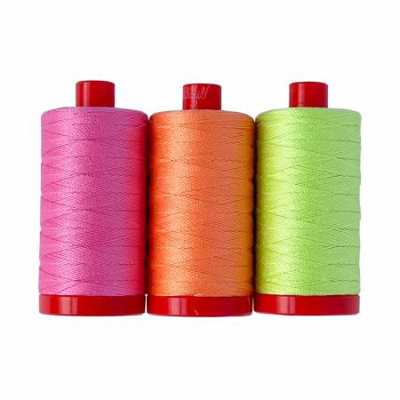 {New Arrival} Tula Pink Aurifil Neon Plus 3 Large Spools 12wt Cotton