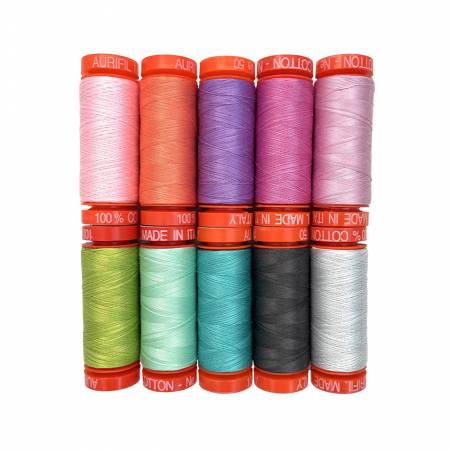 {New Arrival} Tula Pink Aurifil Roar 10 Small Spools 50wt Cotton